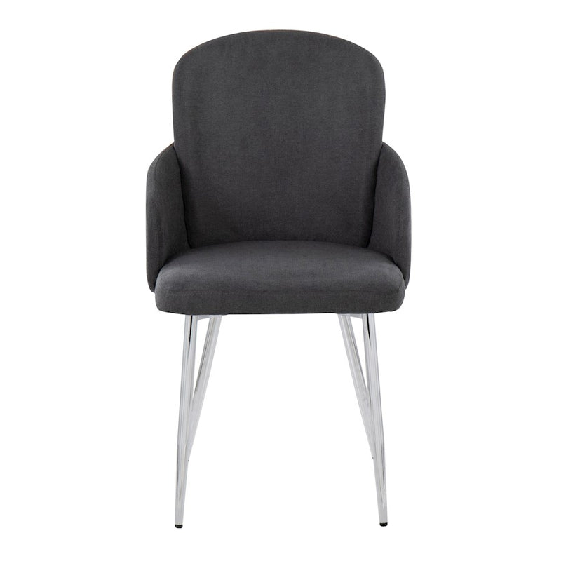 LumiSource Dahlia Dining Chair Set of 2 | Grey Fabric and Chrome Metal | Dining Room & Kitchen Seating | 22 x 22.5 x 34.25 in | Model CH-DAHLIA2SVFGY2