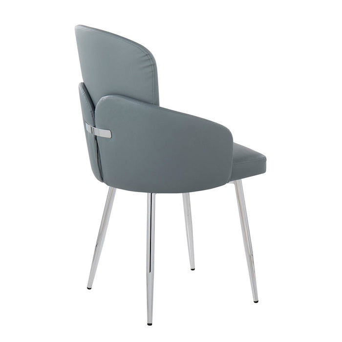 LumiSource Dahlia Dining Chair, Set of 2 in Grey PU/Chrome