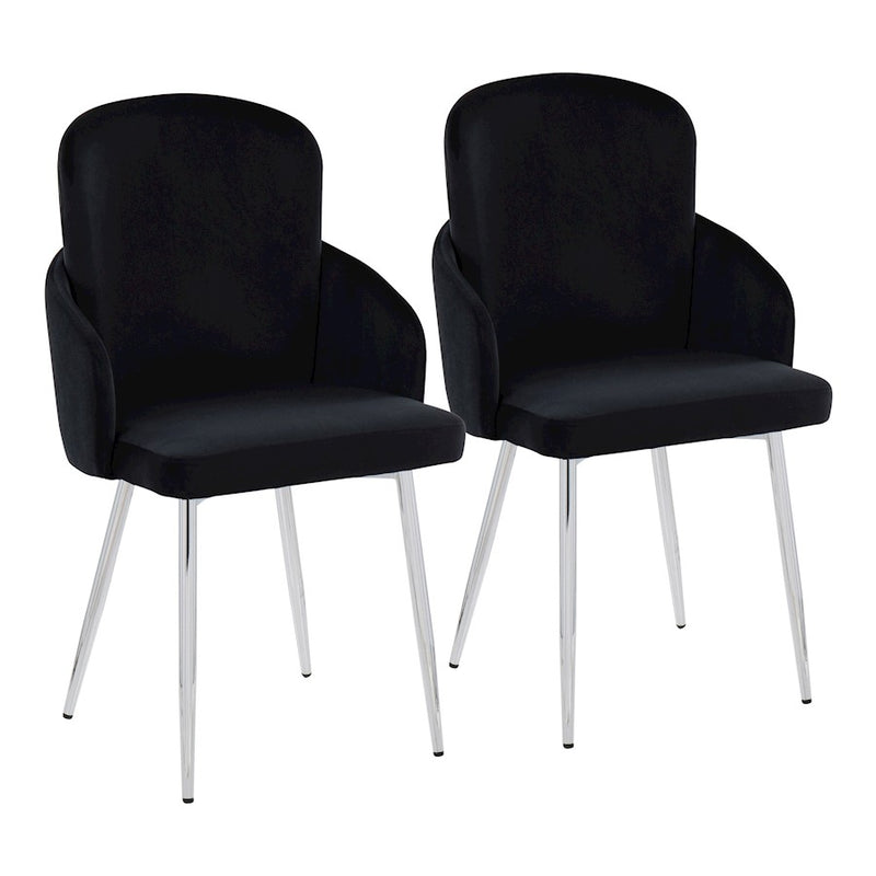 LumiSource Dahlia Dining Chair, Set of 2, Black/Gold/Chrome - CH-DAHLIA2SVVBK2