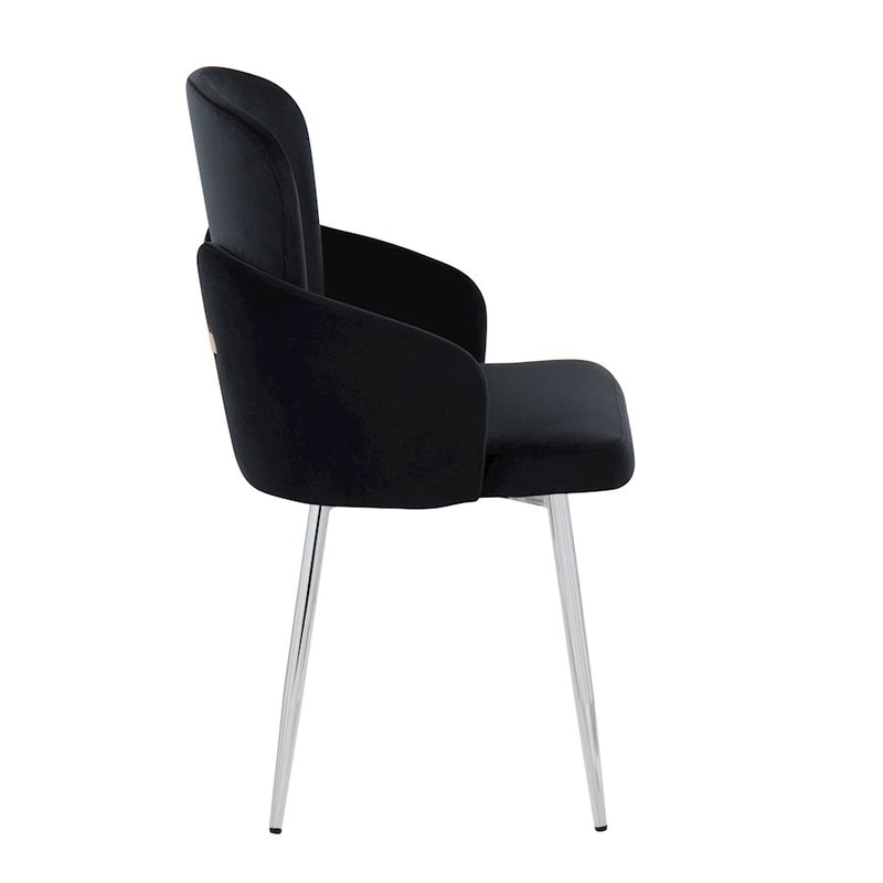 LumiSource Dahlia Dining Chair, Set of 2, Black/Gold/Chrome