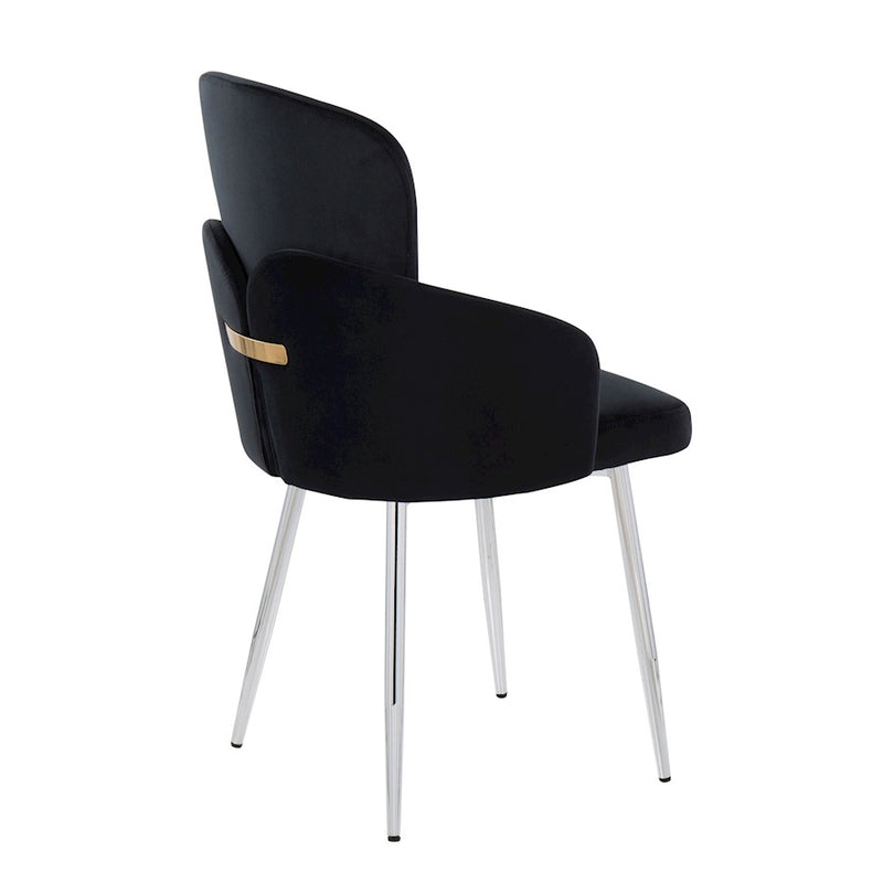 LumiSource Dahlia Dining Chair, Set of 2, Black/Gold/Chrome