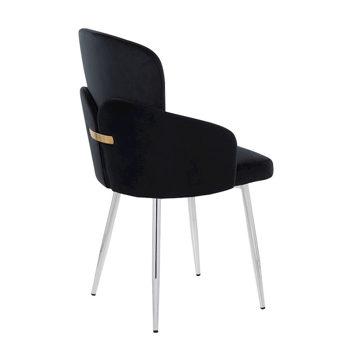 LumiSource Dahlia Dining Chair, Set of 2, Black/Gold/Chrome