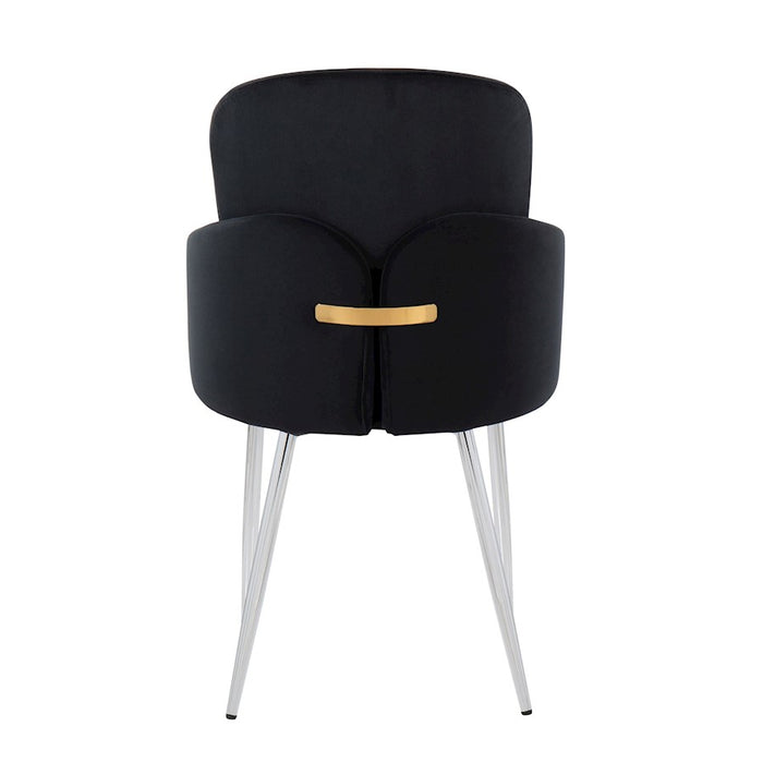 LumiSource Dahlia Dining Chair, Set of 2, Black/Gold/Chrome