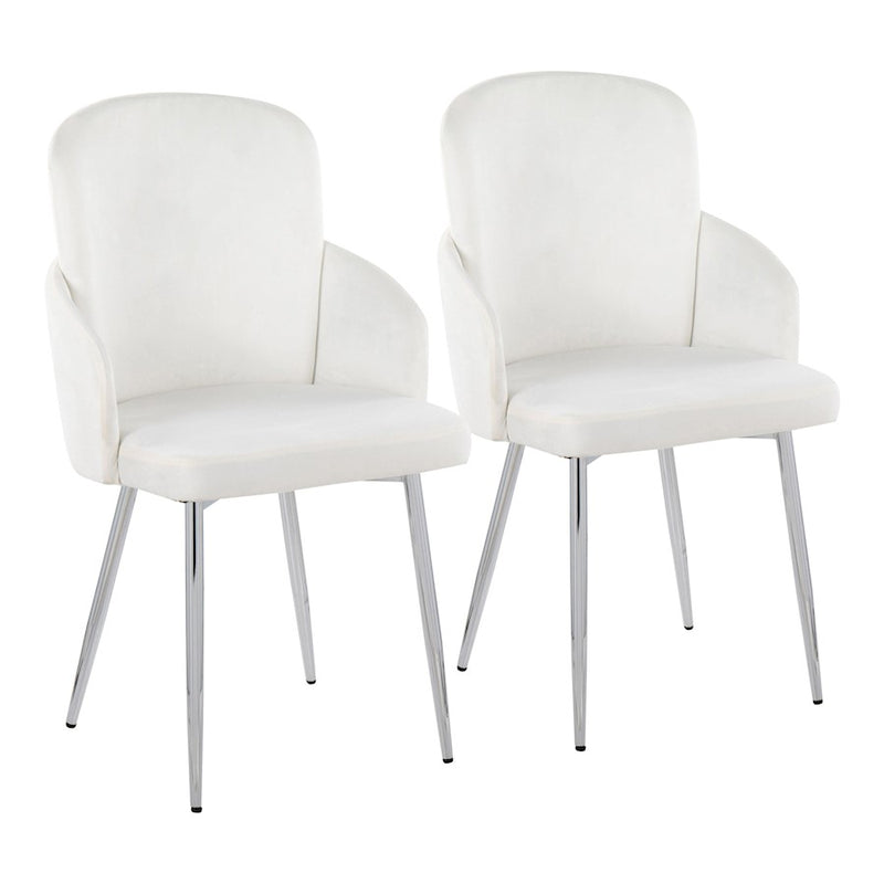 LumiSource Dahlia Dining Chair Set of 2 | Cream Velvet and Gold/Chrome Metal | Dining Room & Kitchen Seating | Model CH-DAHLIA2SVVCR2