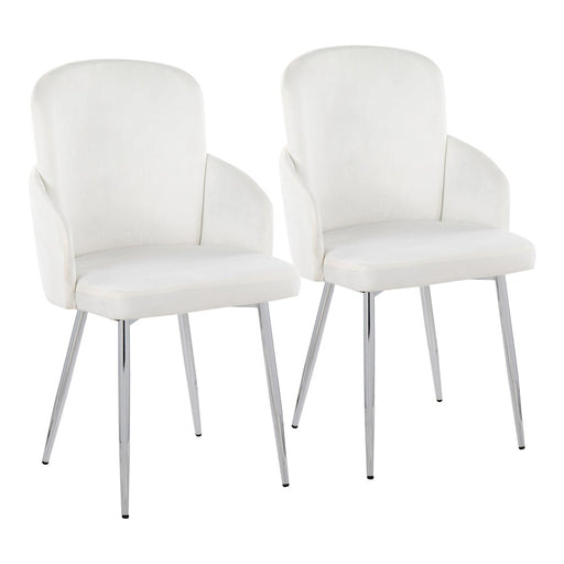 LumiSource Dahlia Dining Chair, Set of 2, Cream/Gold/Chrome - CH-DAHLIA2SVVCR2