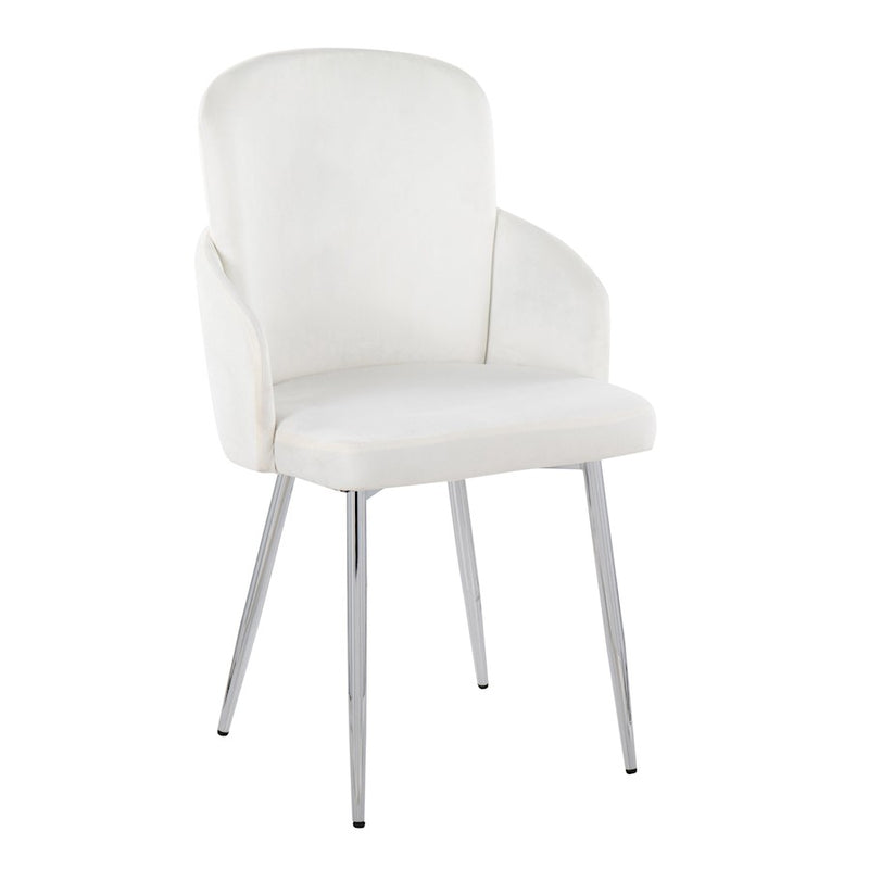 LumiSource Dahlia Dining Chair, Set of 2, Cream/Gold/Chrome