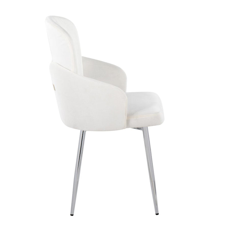 LumiSource Dahlia Dining Chair, Set of 2, Cream/Gold/Chrome