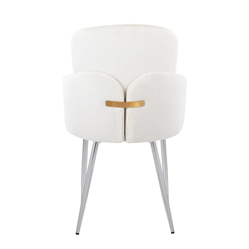 LumiSource Dahlia Dining Chair, Set of 2, Cream/Gold/Chrome