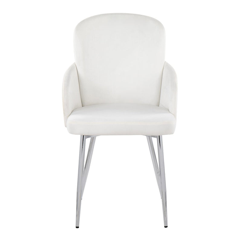 LumiSource Dahlia Dining Chair, Set of 2, Cream/Gold/Chrome