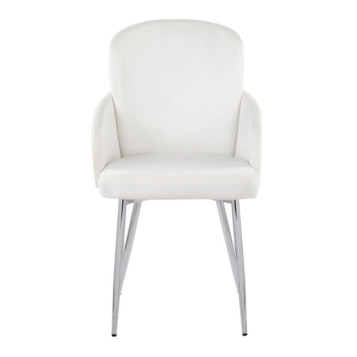 LumiSource Dahlia Dining Chair, Set of 2, Cream/Gold/Chrome