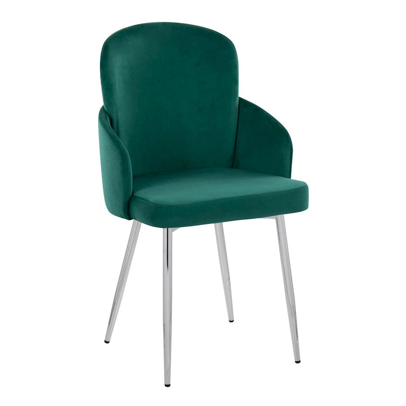 LumiSource Dahlia Dining Chair, Set of 2, Green/Gold/Chrome