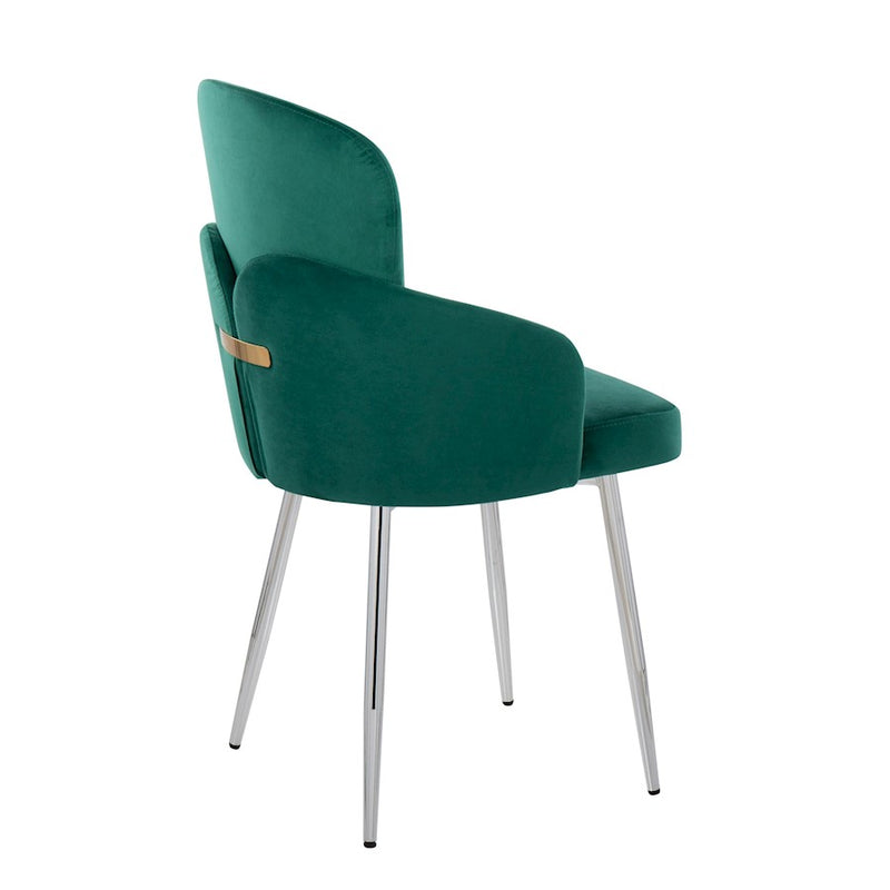 LumiSource Dahlia Dining Chair, Set of 2, Green/Gold/Chrome