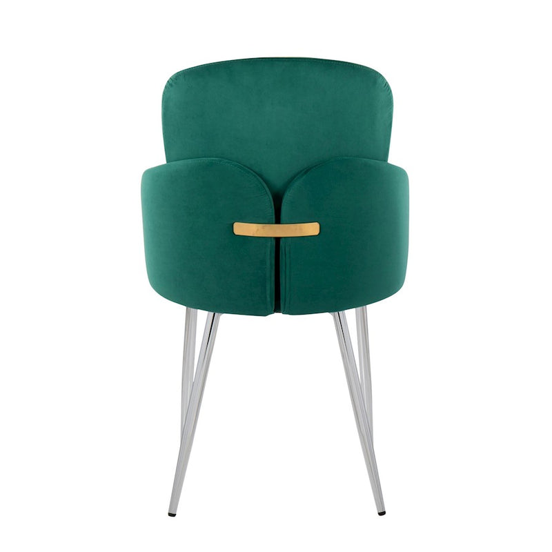 LumiSource Dahlia Dining Chair, Set of 2, Green/Gold/Chrome