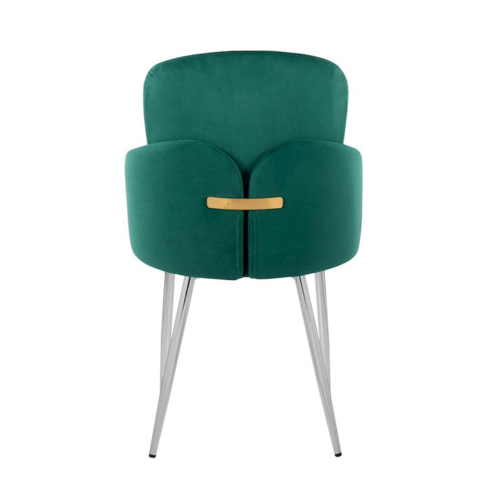 LumiSource Dahlia Dining Chair, Set of 2, Green/Gold/Chrome