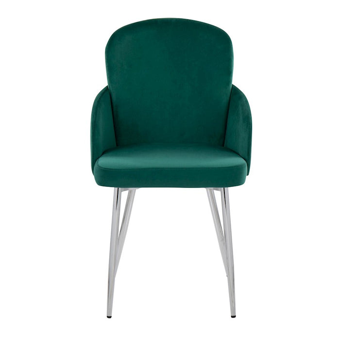 LumiSource Dahlia Dining Chair, Set of 2, Green/Gold/Chrome