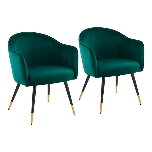 LumiSource Dani Chair, Set of 2, Black/Gold/Green Velvet - CH-DANIBKVGN2
