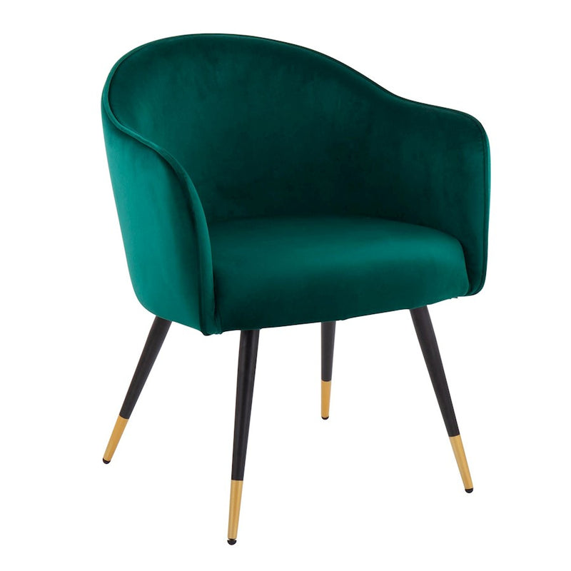 LumiSource Dani Chair, Set of 2, Black/Gold/Green Velvet