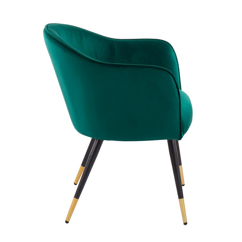 LumiSource Dani Chair, Set of 2, Black/Gold/Green Velvet