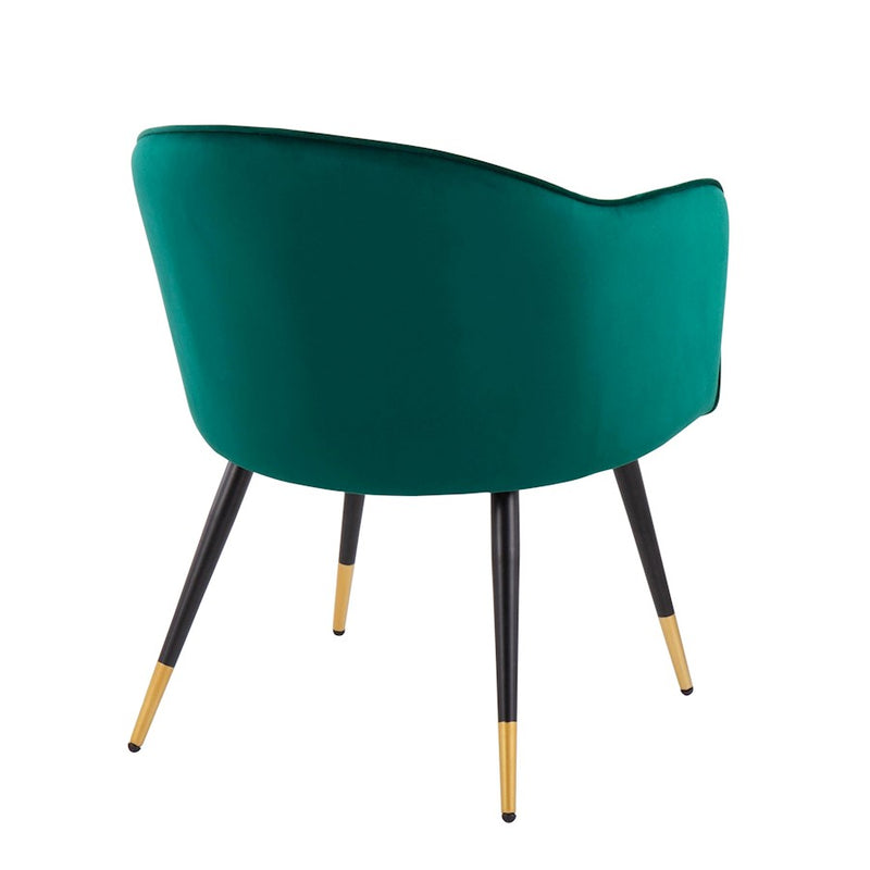 LumiSource Dani Chair, Set of 2, Black/Gold/Green Velvet