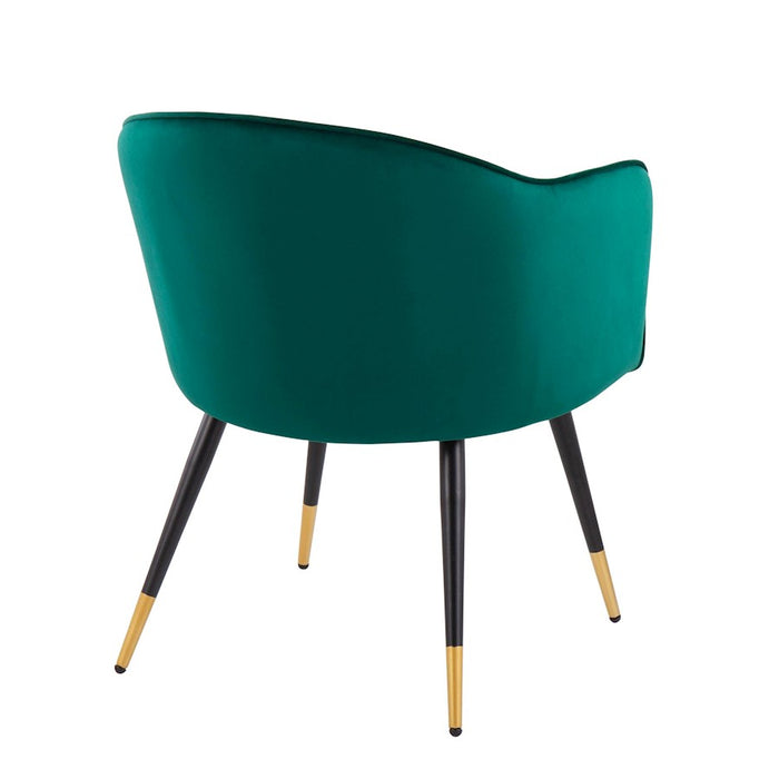 LumiSource Dani Chair, Set of 2, Black/Gold/Green Velvet