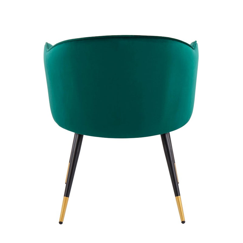 LumiSource Dani Chair, Set of 2, Black/Gold/Green Velvet