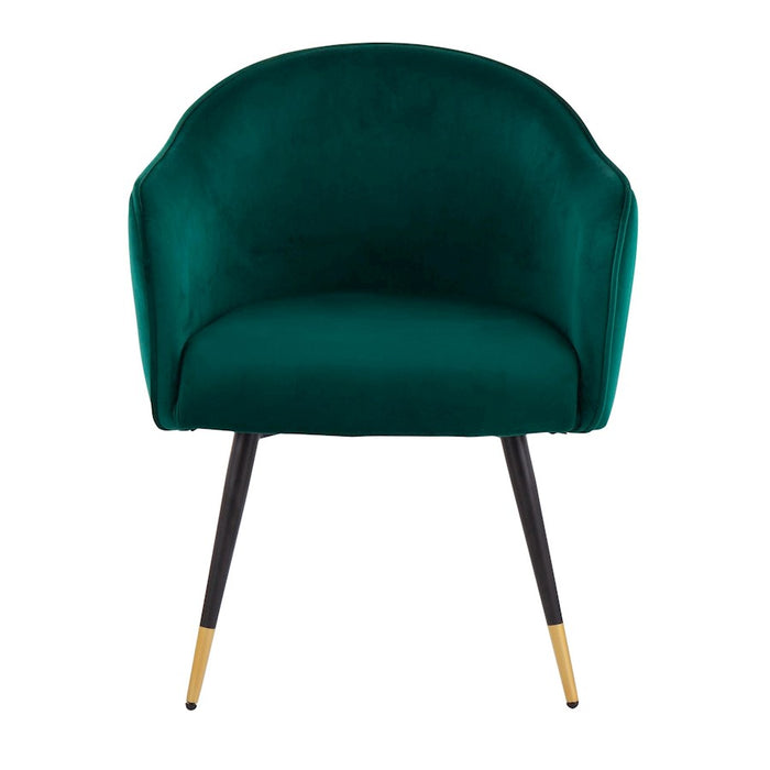 LumiSource Dani Chair, Set of 2, Black/Gold/Green Velvet