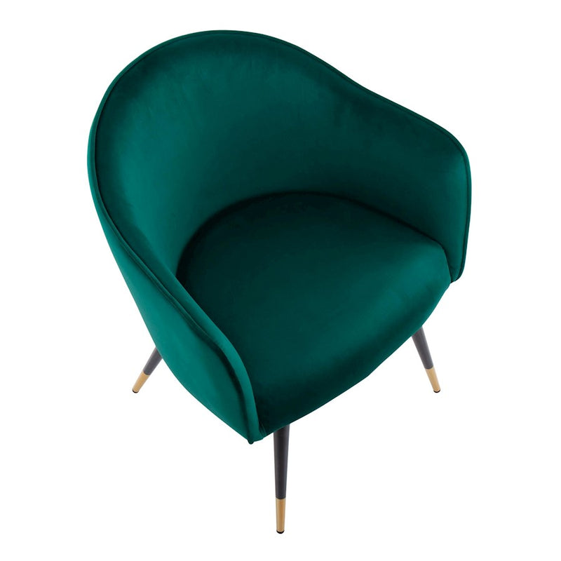 LumiSource Dani Chair, Set of 2, Black/Gold/Green Velvet