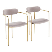 LumiSource Demi Chair, Set of 2 in Gold Metal/Silver Velvet - CH-DEMIAUVSV2