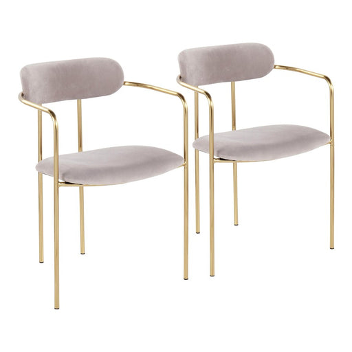 LumiSource Demi Chair, Set of 2 in Gold Metal/Silver Velvet - CH-DEMIAUVSV2