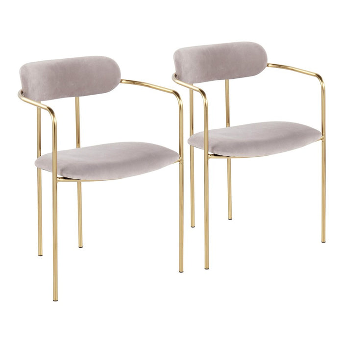 LumiSource Demi Chair, Set of 2 in Gold Metal/Silver Velvet - CH-DEMIAUVSV2