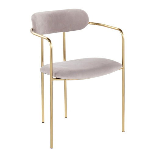 LumiSource Demi Chair, Set of 2 in Gold Metal/Silver Velvet