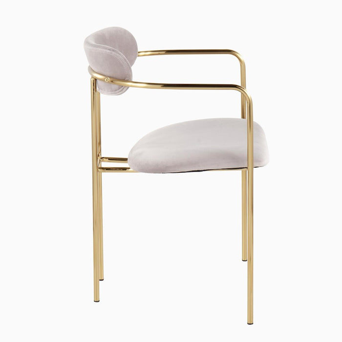 LumiSource Demi Chair, Set of 2 in Gold Metal/Silver Velvet