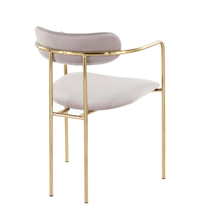 LumiSource Demi Chair, Set of 2 in Gold Metal/Silver Velvet