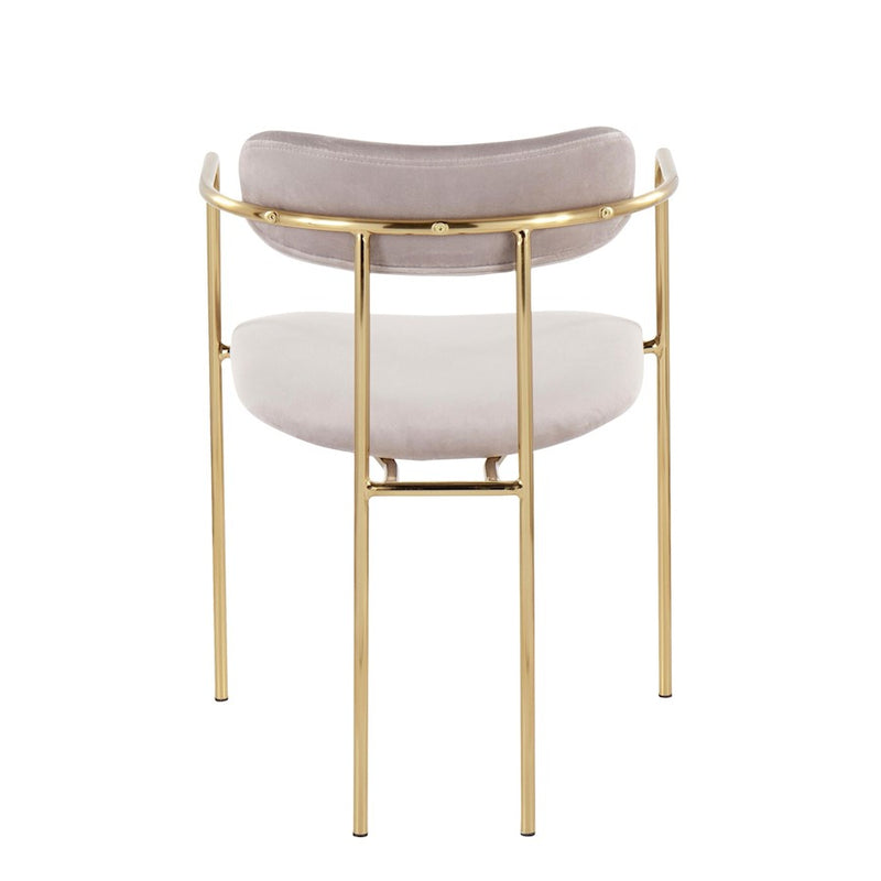 LumiSource Demi Chair, Set of 2 in Gold Metal/Silver Velvet