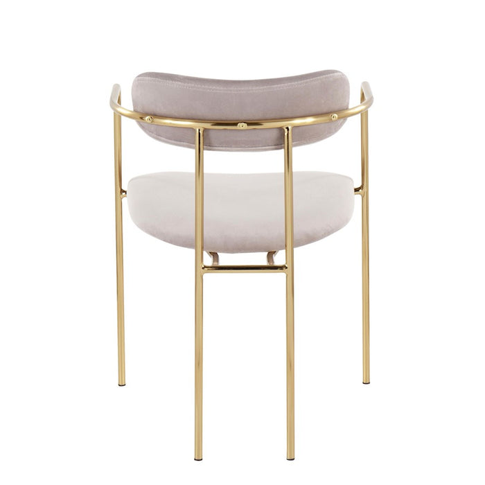 LumiSource Demi Chair, Set of 2 in Gold Metal/Silver Velvet