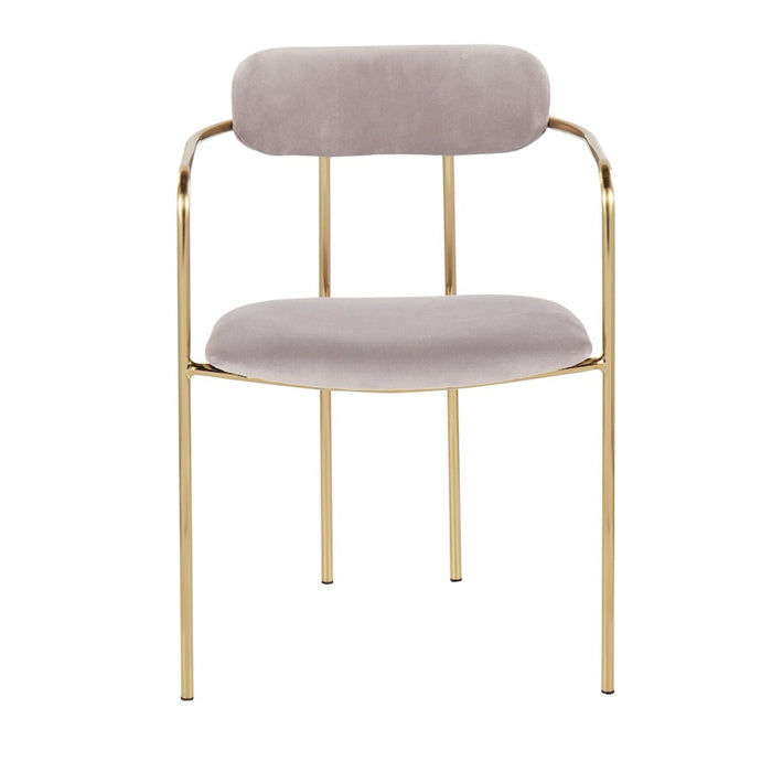 LumiSource Demi Chair, Set of 2 in Gold Metal/Silver Velvet