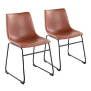 LumiSource Duke Side Chair, Set of 2, Black Steel/Cognac PU - CH-DUKEBKCG2