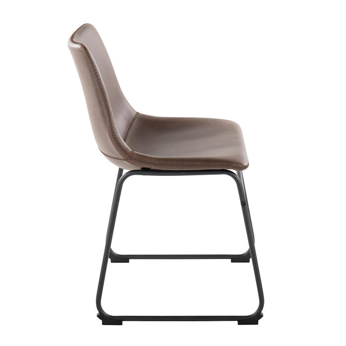 LumiSource Duke Side Chair, Set of 2, Black Steel/Espresso PU