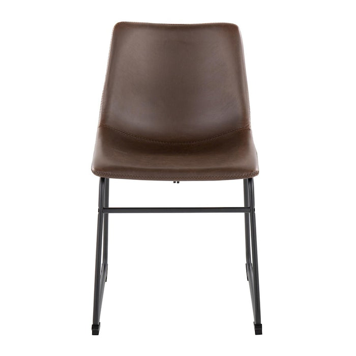 LumiSource Duke Side Chair, Set of 2, Black Steel/Espresso PU