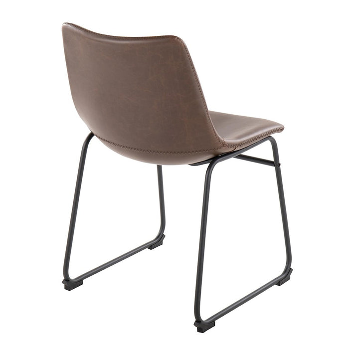 LumiSource Duke Side Chair, Set of 2, Black Steel/Espresso PU