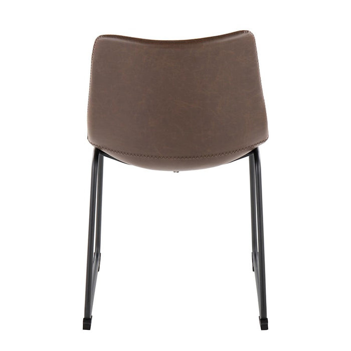 LumiSource Duke Side Chair, Set of 2, Black Steel/Espresso PU