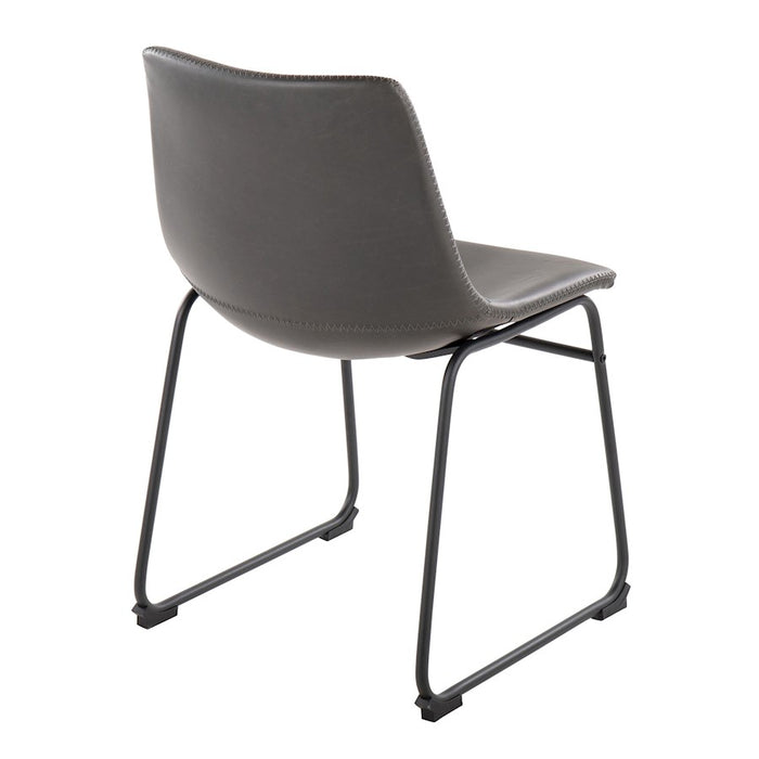 LumiSource Duke Side Chair, Set of 2, Black Steel/Grey PU