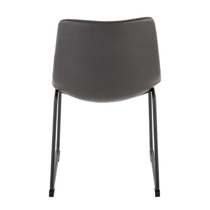 LumiSource Duke Side Chair, Set of 2, Black Steel/Grey PU