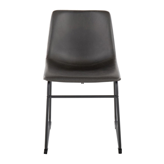 LumiSource Duke Side Chair, Set of 2, Black Steel/Grey PU