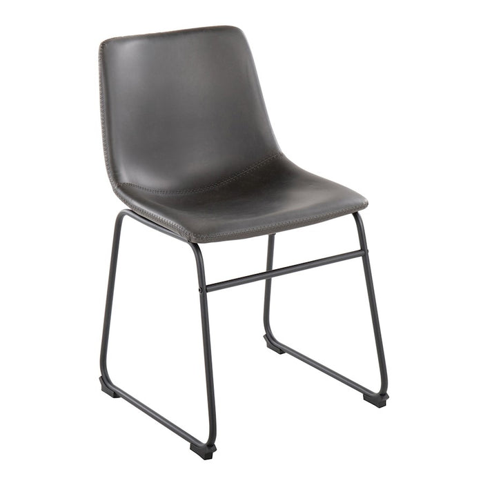 LumiSource Duke Side Chair, Set of 2, Black Steel/Grey PU