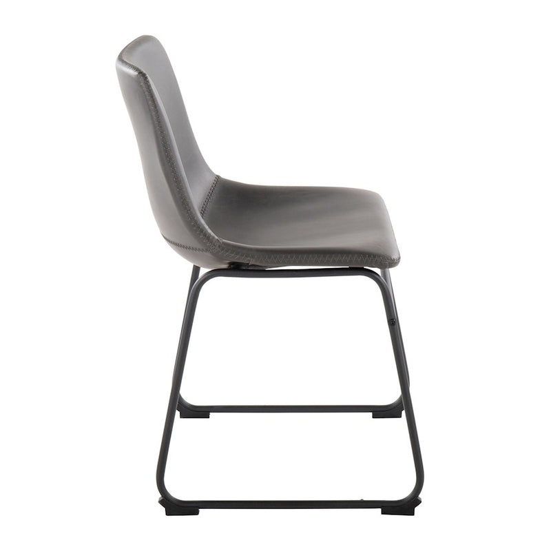 LumiSource Duke Side Chair, Set of 2, Black Steel/Grey PU
