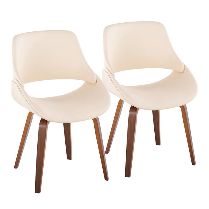 LumiSource Fabrizzi Chair, Set of 2, Walnut Wood/Cream PU - CH-FBCONLPU2WLCR2