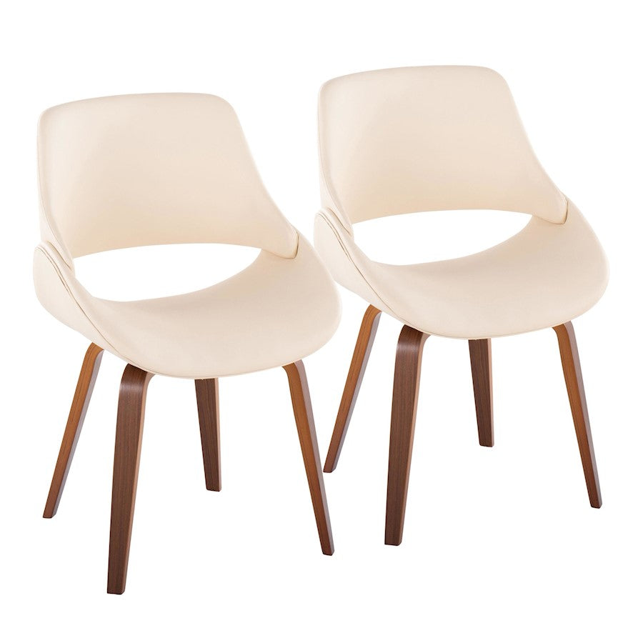 LumiSource Fabrizzi Chair, Set of 2, Walnut Wood/Cream PU - CH-FBCONLPU2WLCR2