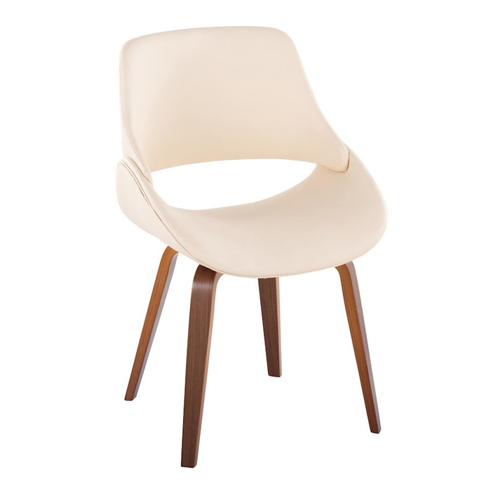 LumiSource Fabrizzi Chair, Set of 2, Walnut Wood/Cream PU