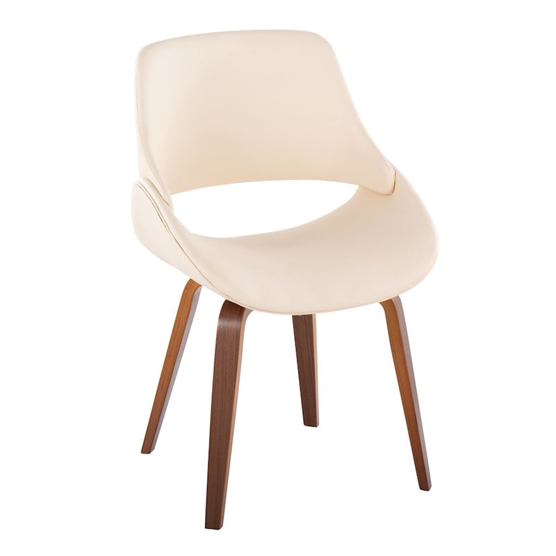 LumiSource Fabrizzi Chair Set of 2 | Mid-Century Walnut Wood and Cream PU | Dining Room & Living Room Accent Seating | Model CH-FBCONLPU2WLCR2